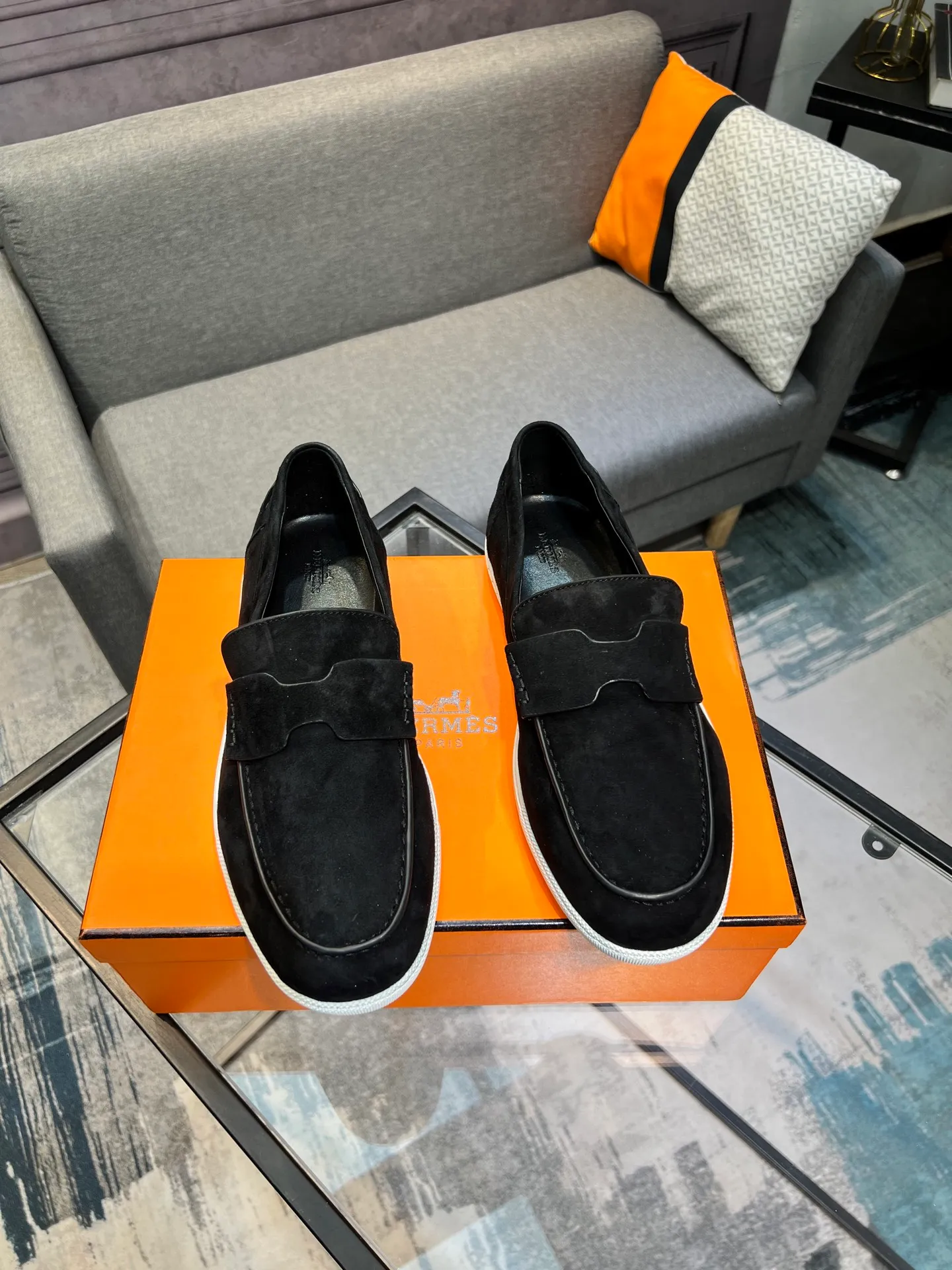 Men's shoes 💰700 [HERMES] Hermès - High-end quality original order 🔍🔍 - Upper: 🔝 cowhide suede splicing design - Inner lining: imported mixed sheepskin - Outsole: TPR foam · Rubber: two-color combined molding outsole - Super high quality control · Fine workmanship: highlighted (high-end, luxury, grade) -Size: 38-44 (45, 46, can be customized)